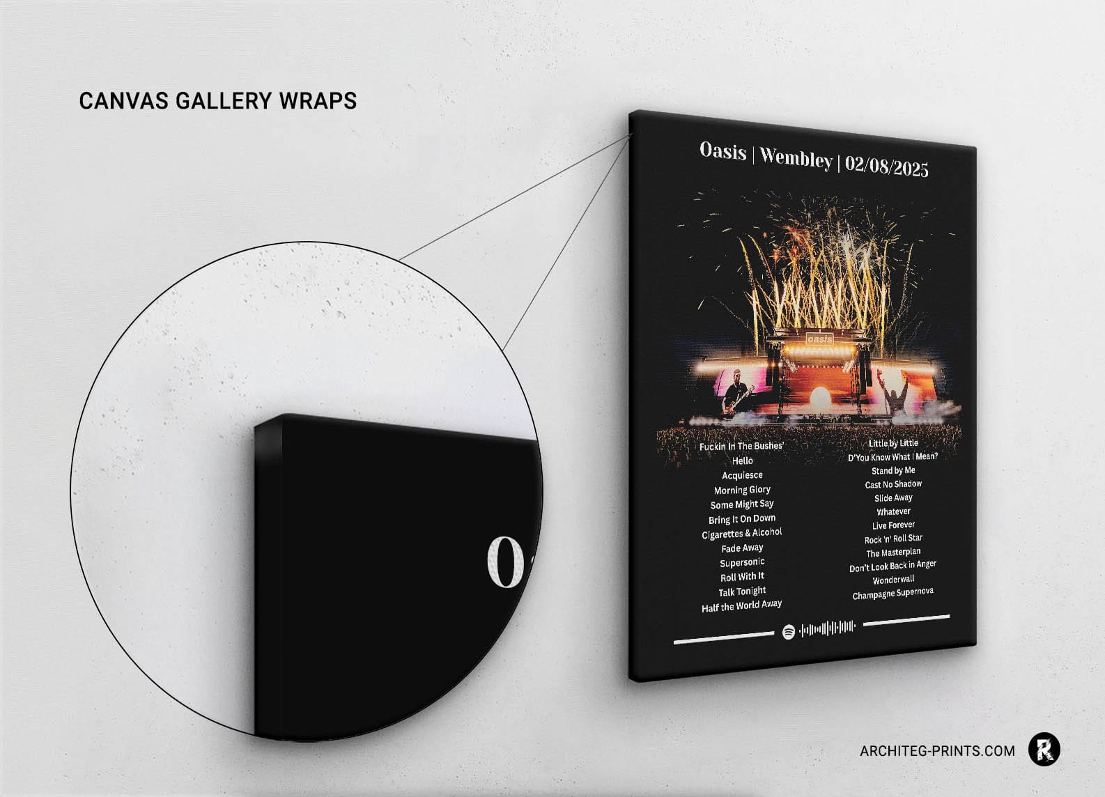 Oasis - Wembley Stadium 2025 Live Setlist Music Poster | Architeg